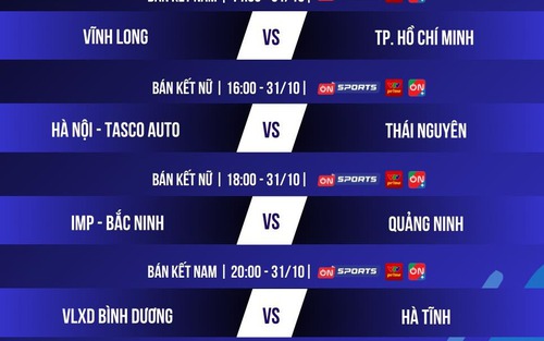 Link xem trực tiếp bóng chuyền hạng A quốc gia 2025 vòng bán kết ngày 31/10