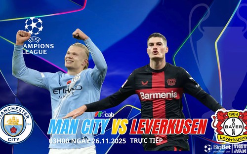 Nhận định, soi tỷ lệ Manchester City vs Bayer Leverkusen 3h hôm nay ngày 26/11, Champions League