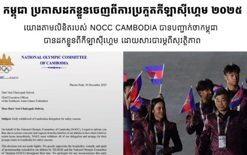 Tiết lộ văn bản chính thức xin rút khỏi SEA Games 2025 của đoàn thể thao Campuchia