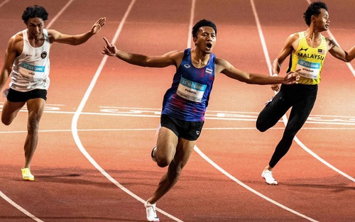 'Thần đồng điền kinh' chạy 100m dưới 10 giây tại SEA Games 2025 xếp hạng bao nhiêu trong lịch sử điền kinh thế giới?