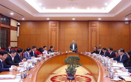 Tổng Bí thư Tô Lâm chủ trì buổi làm việc với Thường trực các Tiểu ban Đại hội XIV của Đảng