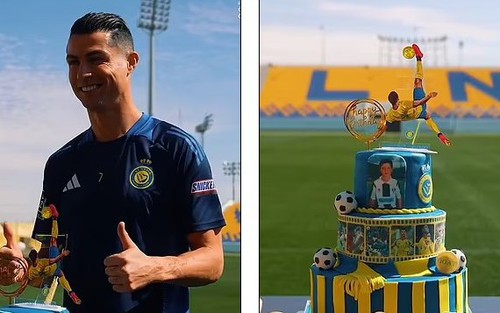 Chiếc bánh đặc biệt và tiệc sinh nhật 40 đơn giản nhưng đầy ắp tình yêu của Ronaldo
