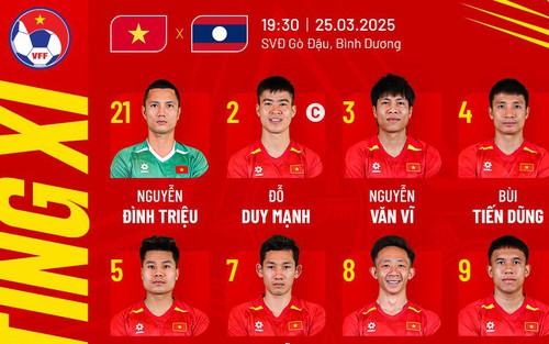 Đội hình ra sân ĐT Việt Nam vs ĐT Lào: Quang Hải, Ngọc Tân ngồi ngoài, Tiến Linh đá từ đầu