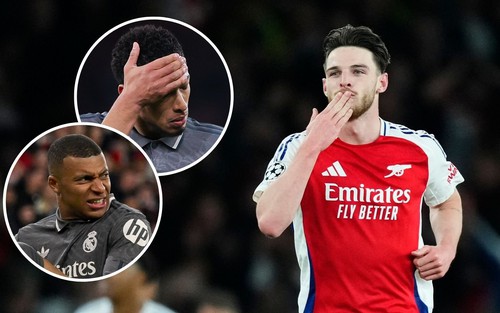 Declan Rice thách thức định luật vật lý với 2 cú đá phạt vào lưới Real, khiến Mbappe và Bellingham kinh ngạc