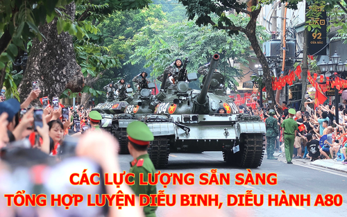 Các lực lượng sẵn sàng cho tổng hợp luyện diễu binh, diễu hành A80
