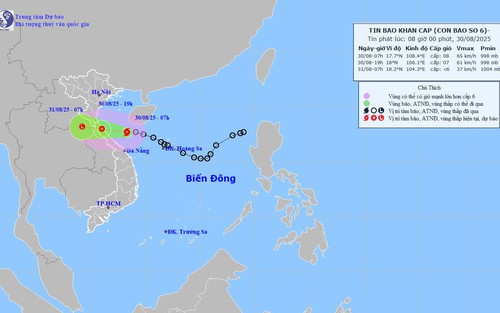 Áp thấp nhiệt đới đã mạnh lên thành bão số 6 Nongfa