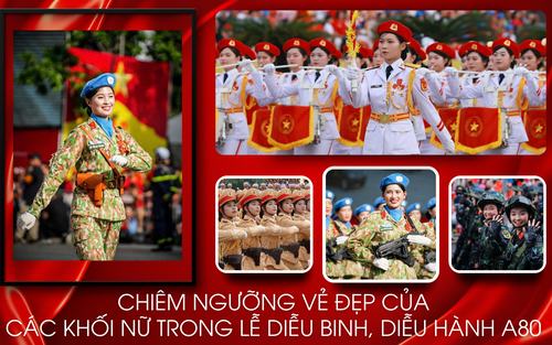 Chiêm ngưỡng vẻ đẹp của các Khối nữ chiến sĩ trong Lễ diễu binh, diễu hành A80