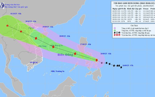Dự báo thời tiết ngày 26/9: Bão BUALOI tăng cấp khi vào biển Đông, nhiều khu vực mưa lớn
