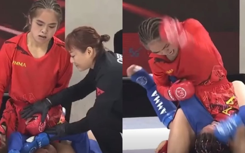 Võ sĩ Việt Nam tung đòn đánh bại đối thủ Thái Lan trong 90 giây ở giải châu Á