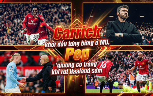 Carrick khởi đầu tưng bừng, Pep ‘giương cờ trắng’ khi rút Haaland sớm?