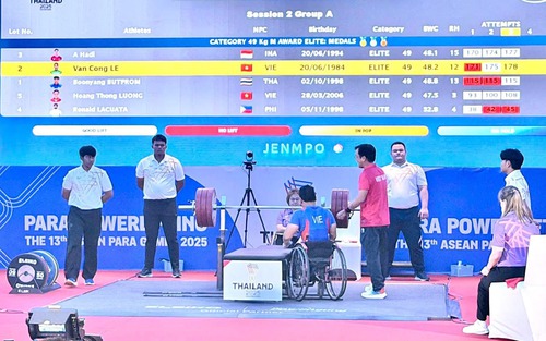 Lực sĩ Lê Văn Công giành huy chương vàng ASEAN Para Games 13