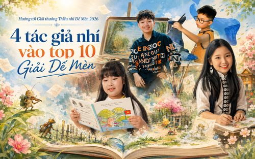 Hướng tới Giải thưởng Thiếu nhi Dế Mèn 2026:
4 tác giả nhí vào top 10 Giải Dế Mèn