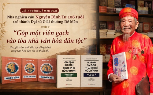 Lễ trao Giải thưởng Thiếu nhi Dế Mèn 2026 - Nhà nghiên cứu Nguyễn Đình Tư 106 tuổi trở thành Đại sứ Giải thưởng Dế Mèn: "Góp một viên gạch vào tòa nhà văn hóa dân tộc"