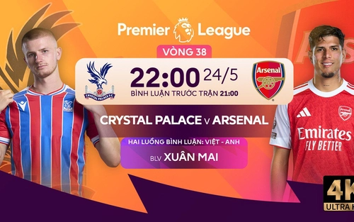 Link xem trực tiếp bóng đá Crystal Palace vs Arsenal 22h00 hôm nay, Ngoại hạng Anh vòng 38
