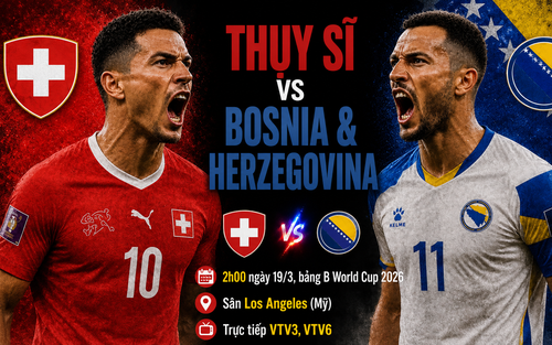 Nhận định Thụy Sĩ vs Bosnia & Herzegovina (2h00, 19/6) World Cup 2026 bảng B: Đối đầu, lực lượng, tỷ lệ chiến thắng