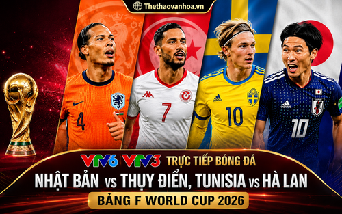 VTV6 VTV3 trực tiếp bóng đá Nhật Bản vs Thụy Điển, Tunisia vs Hà Lan, bảng F World Cup 2026