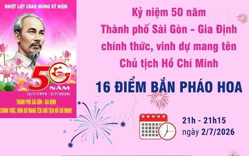 16 điểm bắn pháo hoa tại Thành phố Hồ Chí Minh dịp kỷ niệm 50 năm mang tên Bác 