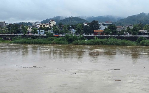 Mưa lớn gây lũ trên sông Hồng tại Lào Cai