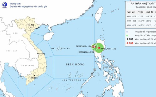 Xuất hiện áp thấp nhiệt đới trên Biển Đông
