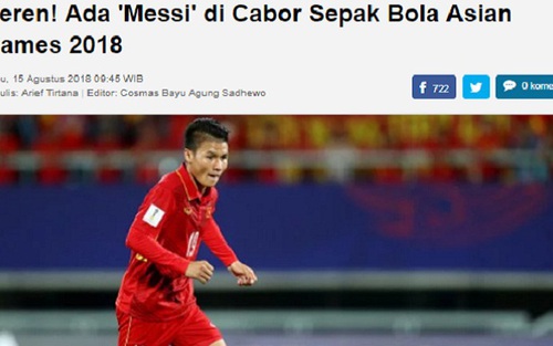 Báo Indonesia gọi Quang Hải là ‘Messi của ASIAD’