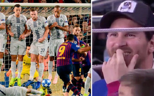 HY HỮU: Cầu thủ Inter Milan ngăn Luis Suarez sút phạt bằng cách thức siêu dị