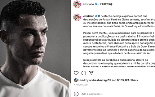 Bóng đá hôm nay 30/11: Messi giành bóng Vàng, Ronaldo chỉ trích tổng biên tập France Football