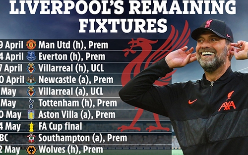 Liverpool còn 11 trận đấu để hướng tới cú 'ăn 4' lịch sử