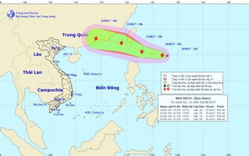 Bão Hato xuất hiện phía Đông Bắc đảo Luzon, gần biển Đông