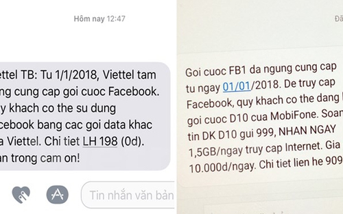 Viettel, MobiFone, VinaPhone đồng loạt ngưng gói cước lướt Facebook, YouTube