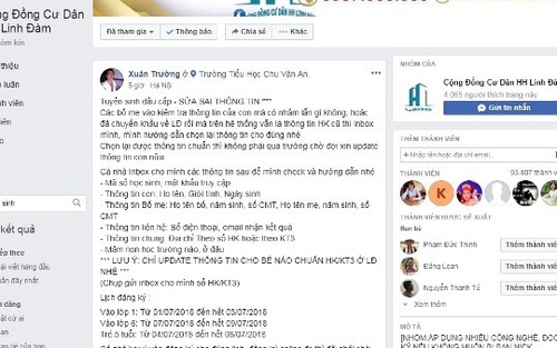 Hà Nội cảnh báo giả mạo chỉnh sửa hồ sơ tuyển sinh trực tuyến vào lớp 1