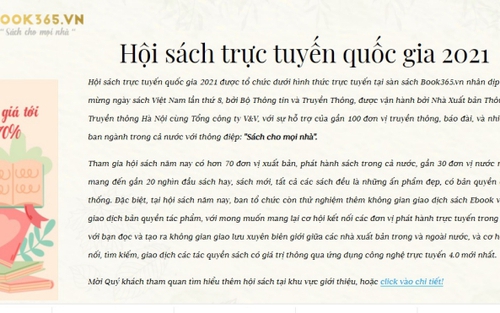 Ngày sách Việt Nam 21/4: Khai mạc Hội sách trực tuyến quốc gia lần thứ 2