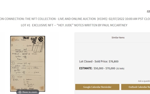 Phiên bản NFT của ca khúc 'Hey Jude' của The Beatles giá gần 77.000 USD