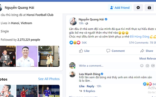 Người hâm mộ động viên: Cố lên Hùng Dũng!