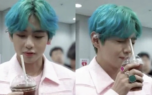 V BTS có cách uống cà phê mocha cực kỳ thú vị