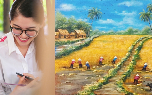 Á hậu Thuỳ Dung mang tranh của người khuyết tật đến Hoa hậu Quốc tế 2017