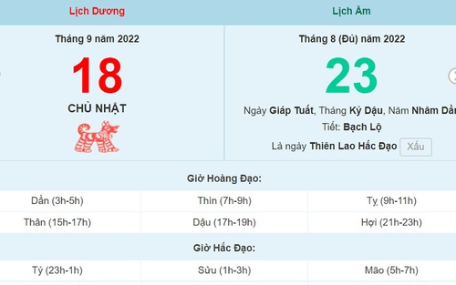 Lịch âm 18/9, xem lịch Chủ nhật ngày 18 tháng 9 năm 2022 là ngày tốt hay xấu?