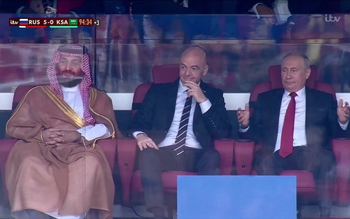 Nga 5-0 Saudi Arabia: Tổng thống Putin gây sốt với phản ứng sau mỗi bàn thắng của đội nhà