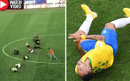 Cả chục người Mexico lăn đùng ra sân để chế nhạo Neymar