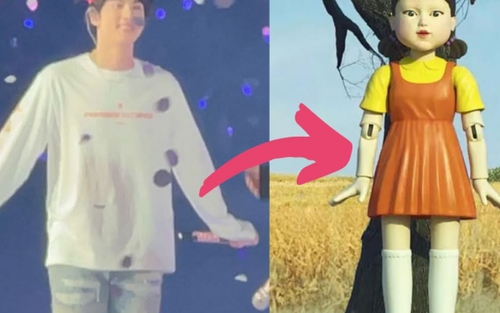 Jin BTS hóa búp bê 'Trò chơi con mực' khiến fan thích thú