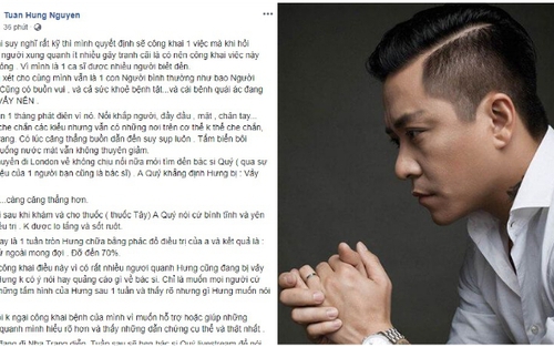 Tuấn Hưng không ngại công khai bệnh tật dù 'phát điên', buồn và suy sụp