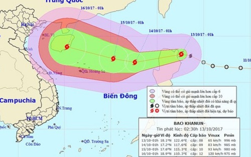 Trong 24 đến 48 giờ tới, bão số 11 di chuyển theo hướng Tây Nam