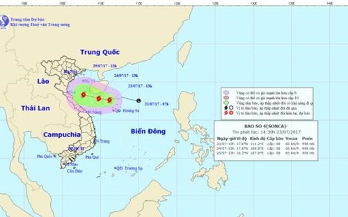 Thời tiết đêm 27 ngày 28/7: Áp thấp di chuyển lên phía Bắc, tiếp tục mạnh thêm