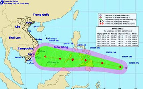 Áp thấp nhiệt đới trên khu vực phía Đông miền Nam Philippines mạnh lên thành bão