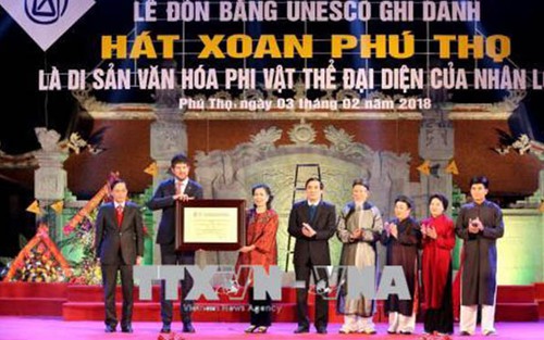 Hát Xoan Phú Thọ đón bằng di sản văn hóa phi vật thể của nhân loại