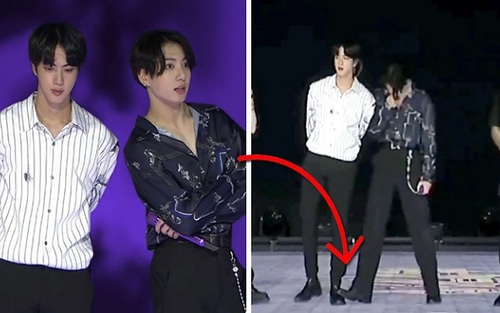 Jin và Jungkook lại ‘đành hanh’ nhau ngay trên sân khấu Bang Bang Con