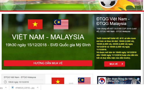 VFF chỉ bán 10.000 vé online trận chung kết Việt Nam vs Malaysia