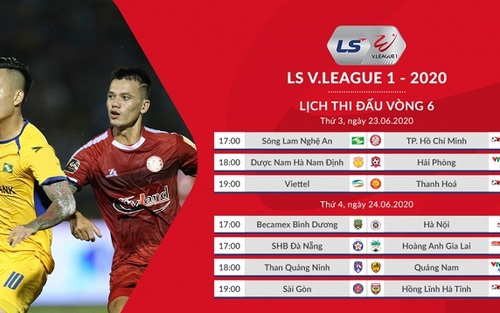Kết quả bóng đá. Kết quả vòng 6 V.League 2020. Bảng xếp hạng V-League