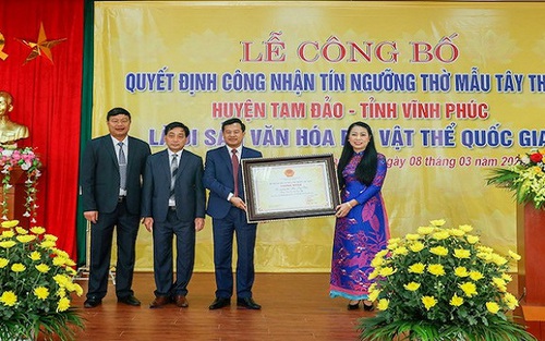 Tín ngưỡng thờ Mẫu Tây Thiên được công nhận là di sản văn hóa phi vật thể quốc gia