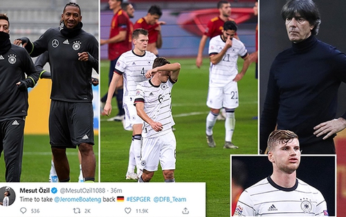 Oezil ngầm chỉ trích Joachim Loew sau thất bại 0-6 của Đức trước Tây Ban Nha