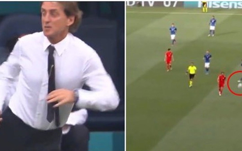 Fan tròn mắt với pha đỡ bóng của HLV Mancini